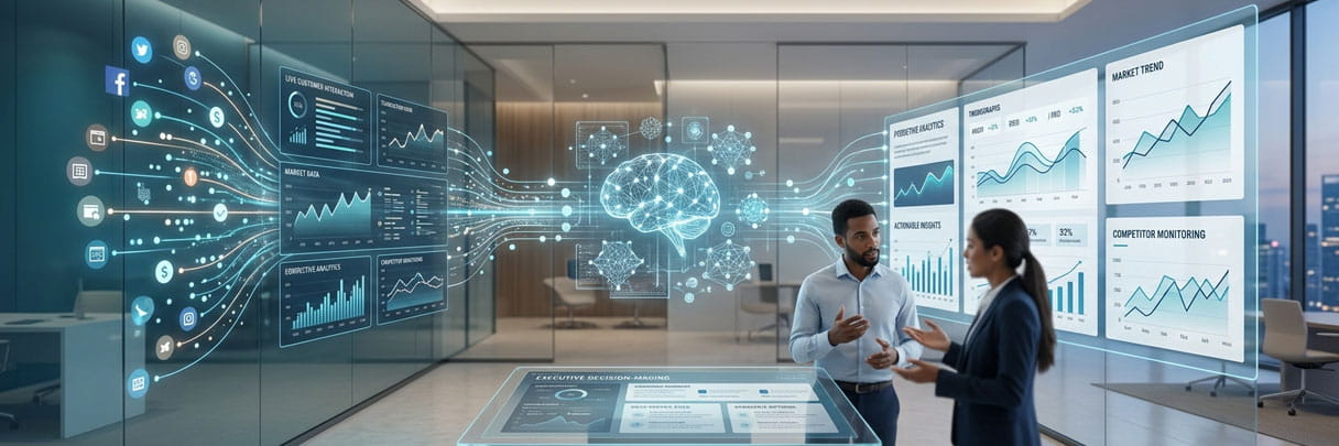 AI market research and real-time data analysis hero image