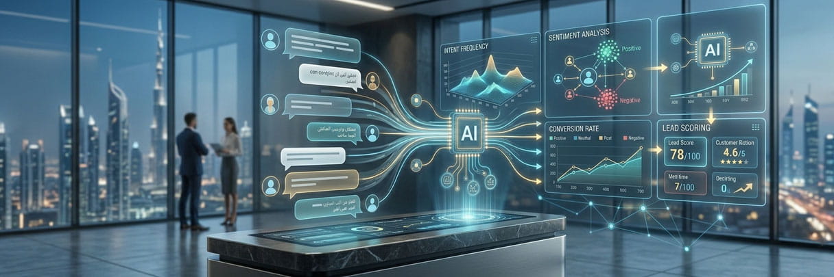 AI chatbot analytics showing customer insights and sales data
