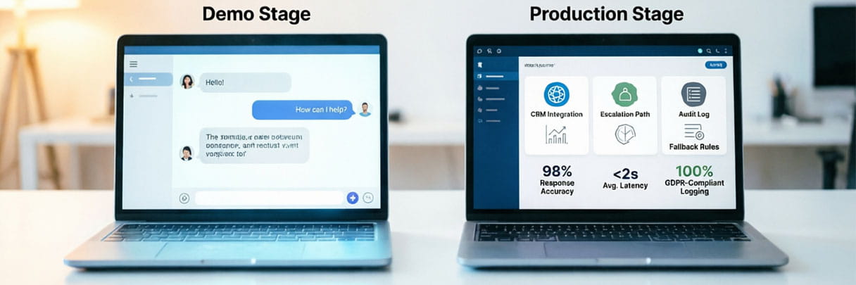 AI Chatbot for Business Demo vs Production Stage